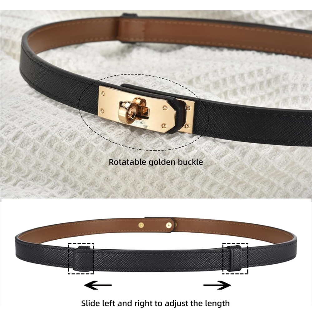 Premium faux leather adjustable belt -available in tan, cognac brown, & black - Picture 8 of 10